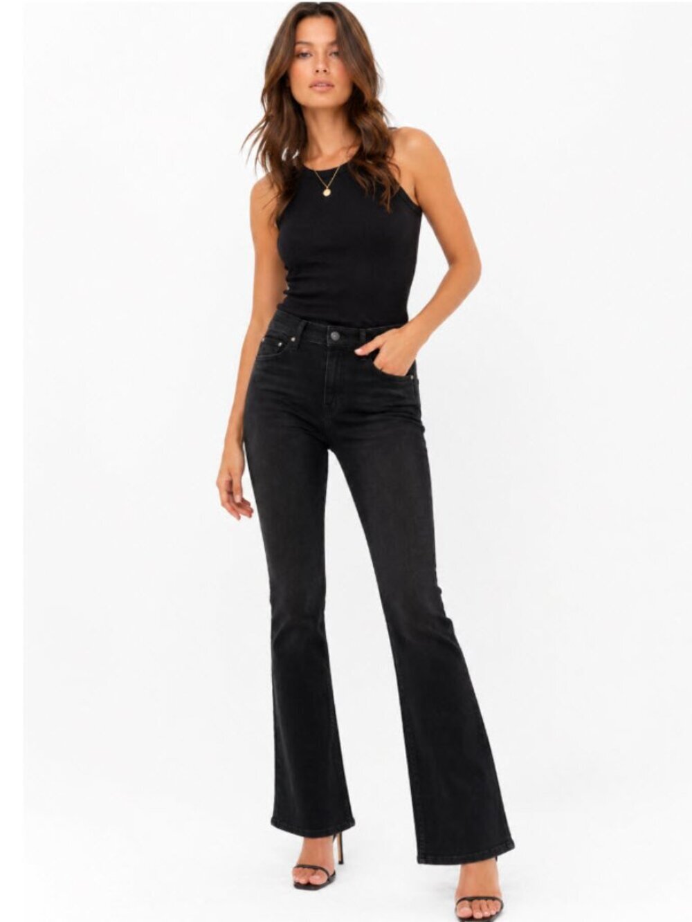 MOTHER Insider Flare Jeans Coffee Tea Or Me Black High Rise 27 TALL 33.5'